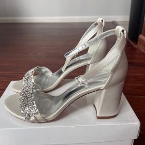 White Block Heel Sandals